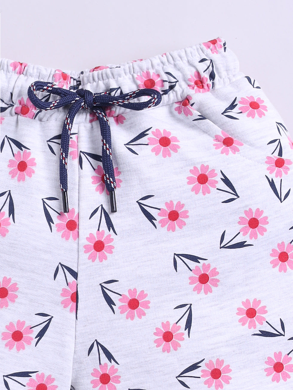 Kidcity Girls shorts Combo set pack of 2 |Loopknit shorts|white flower  shorts zoom view
