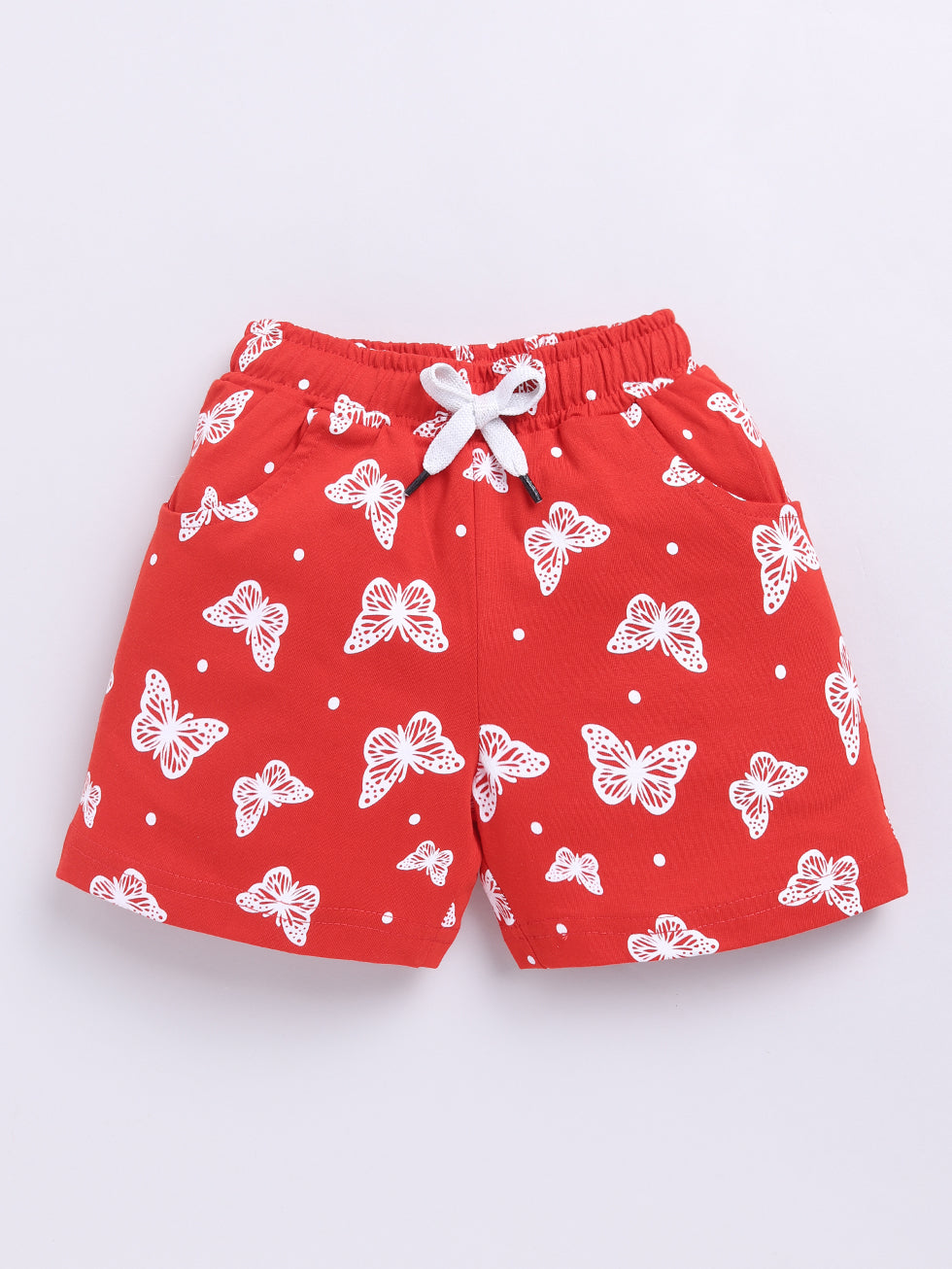 Kidcity Girls shorts Combo set (pack of 2) |Sinker red shorts front view