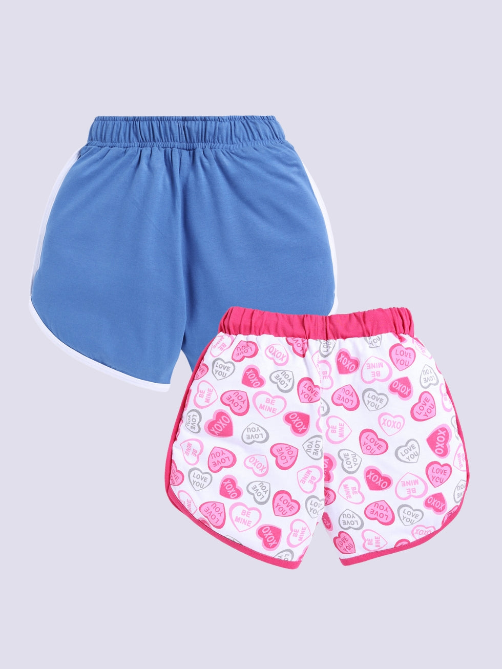 Kidcity Girls shorts Combo set (pack of 2) |Sinker shorts|Blue, White shorts combo back view