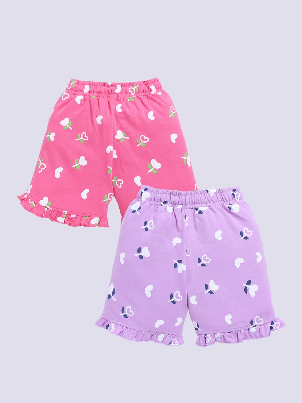 Kidcity Girls shorts Combo set (pack of 2) |Sinker shorts|Pink, Light purple shorts combo back view