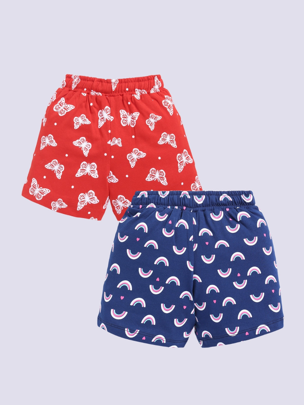 Kidcity Girls shorts Combo set (pack of 2) |Sinker shorts| Red, Navy shorts combo back view