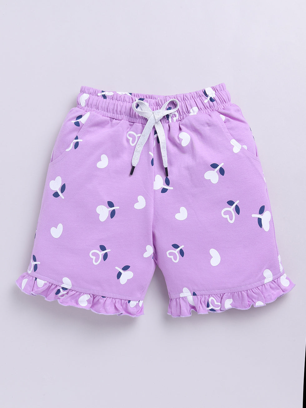 Kidcity Girls shorts Combo set (pack of 2) |Sinker shorts| light purple shorts front view