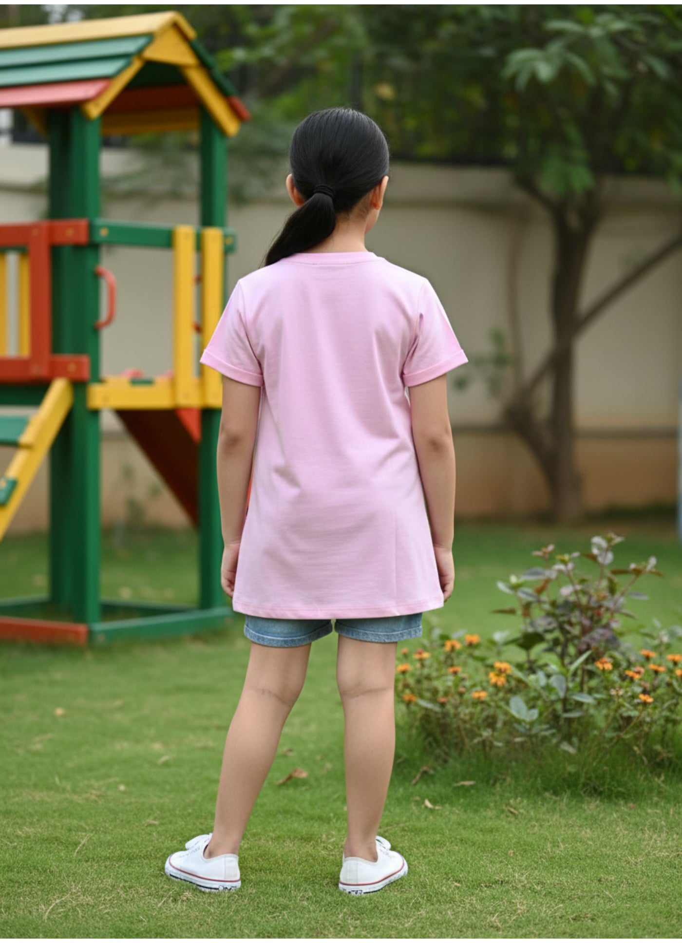 Light Pink Lily Graphic Tunic Top.