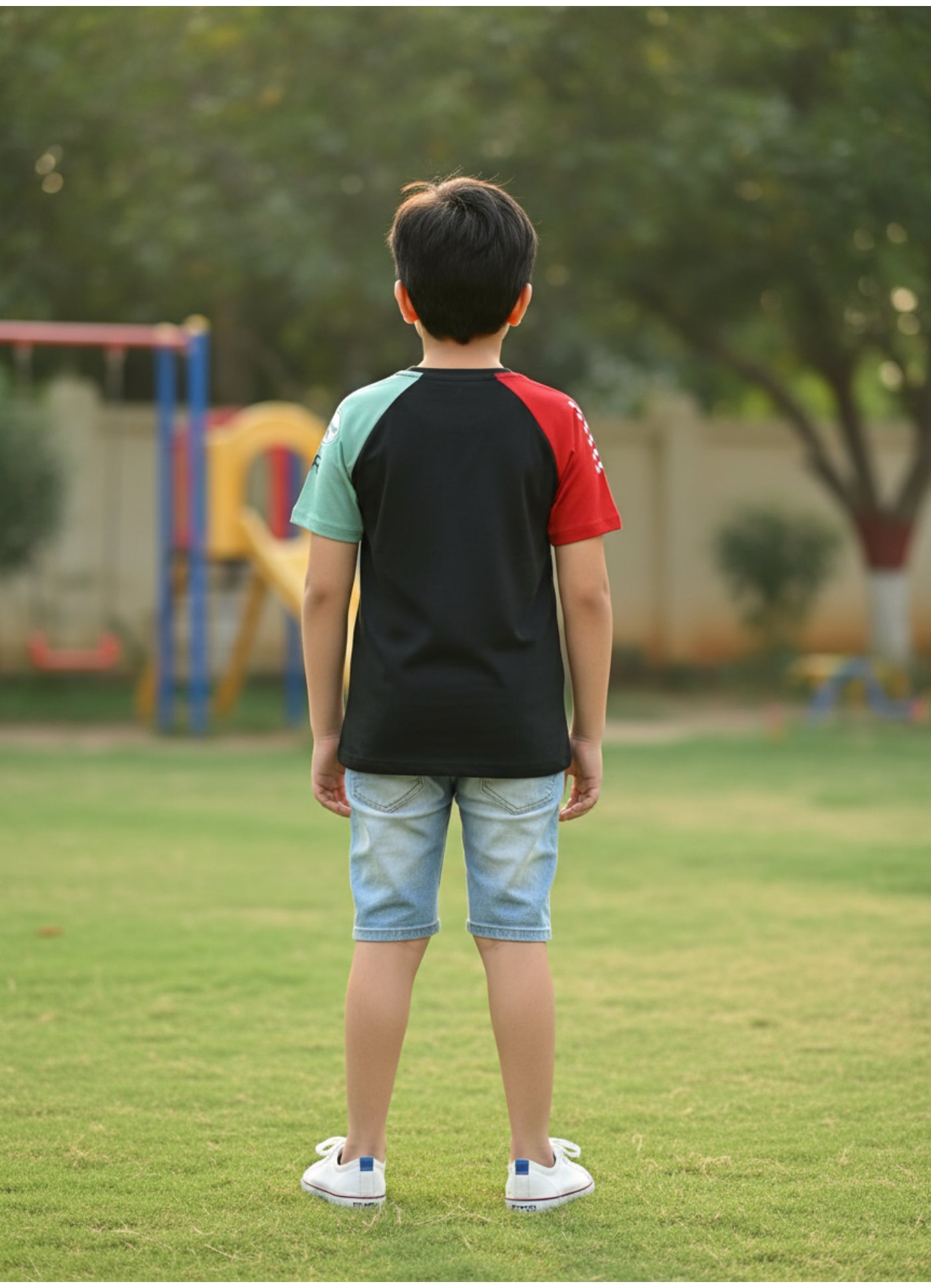 Color-Block "Challenge" Graphic T-Shirt.