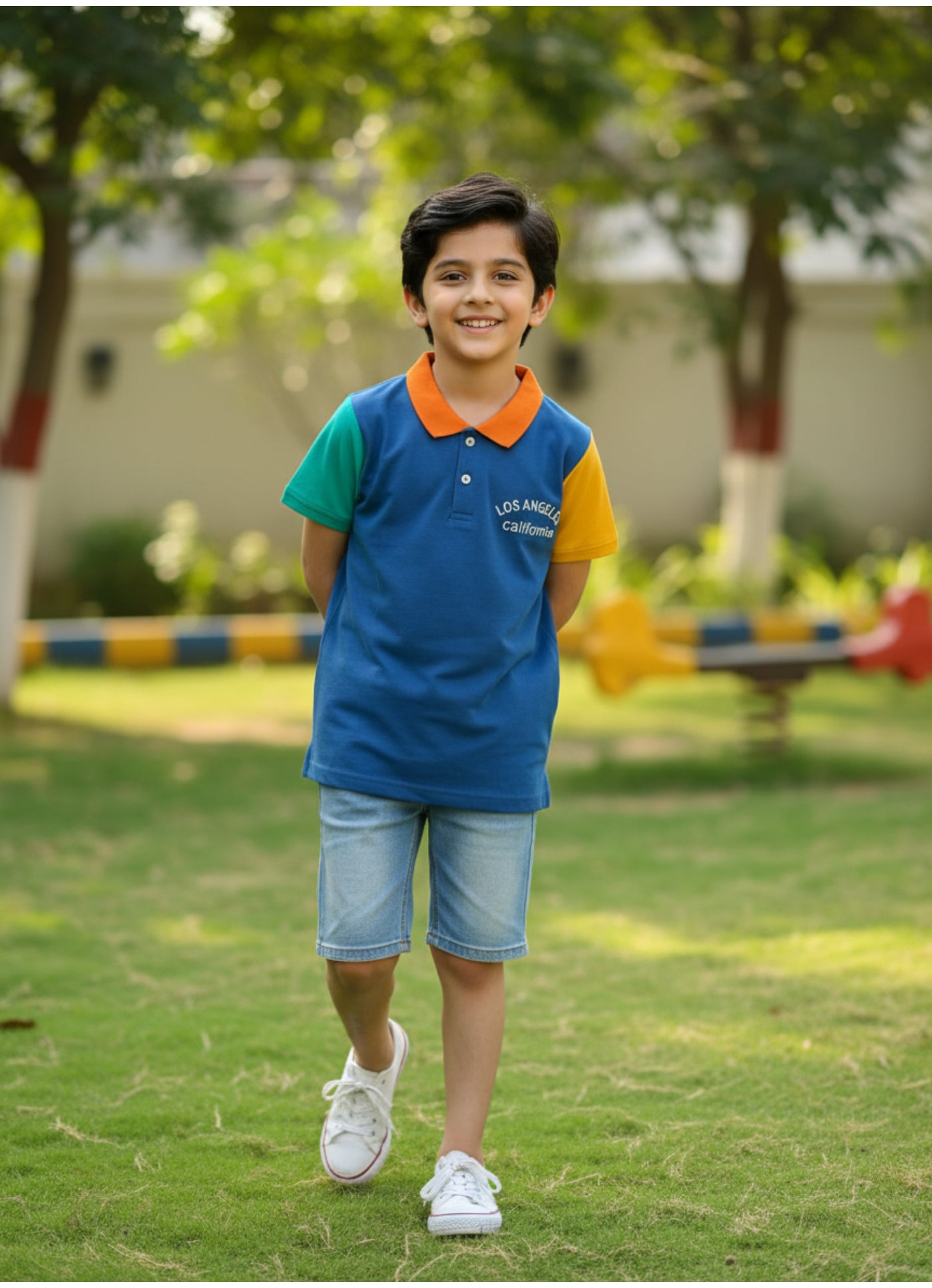 Color-Block Los Angeles Polo T-Shirt.