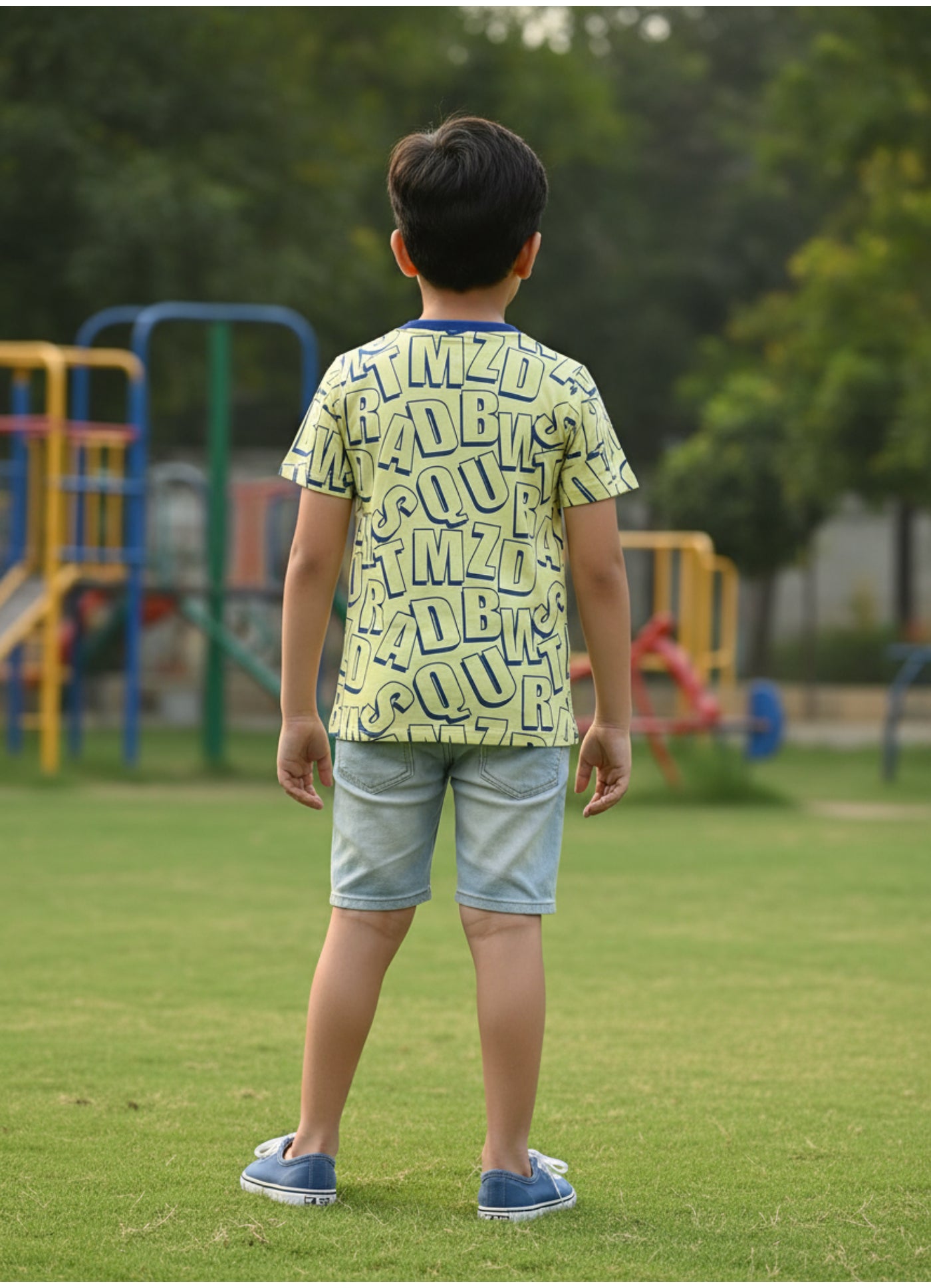 All-Over Alphabet Print Polo T-Shirt.