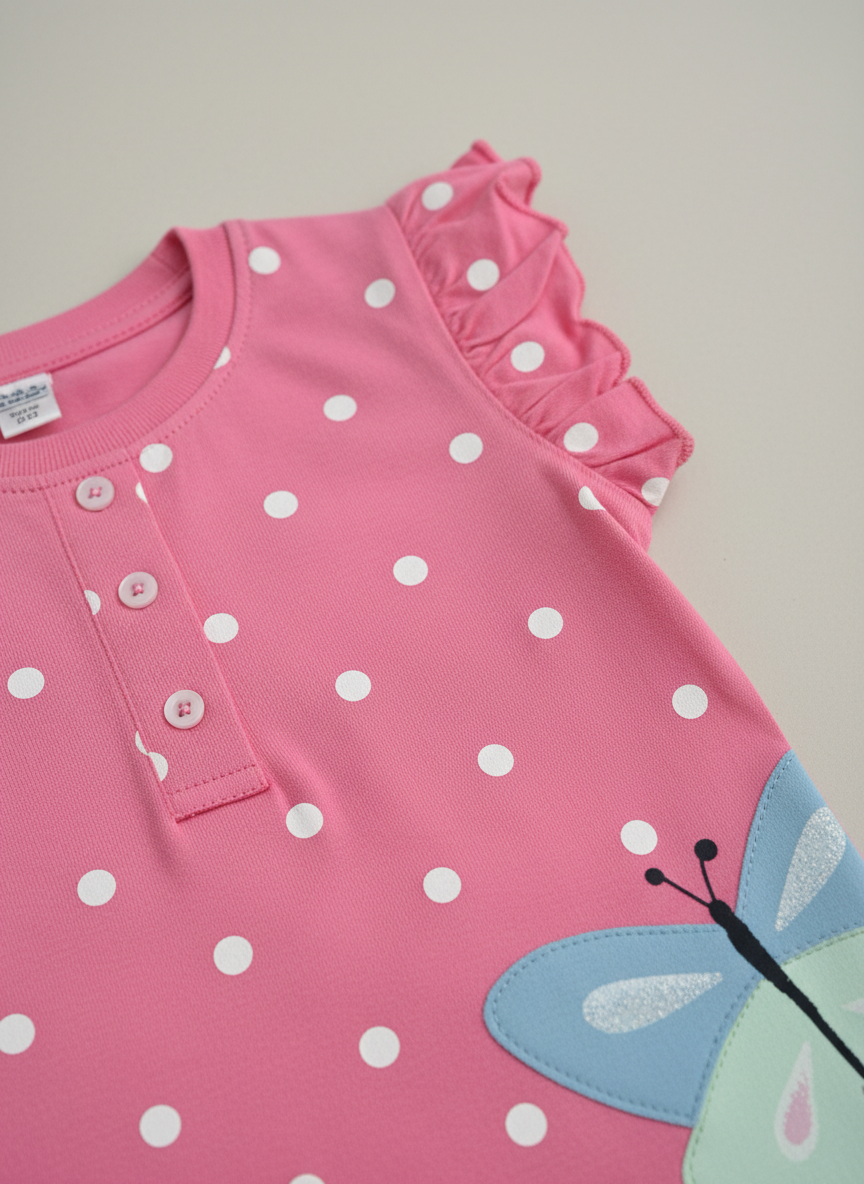 Polka Dot Flutter-Sleeve Top.