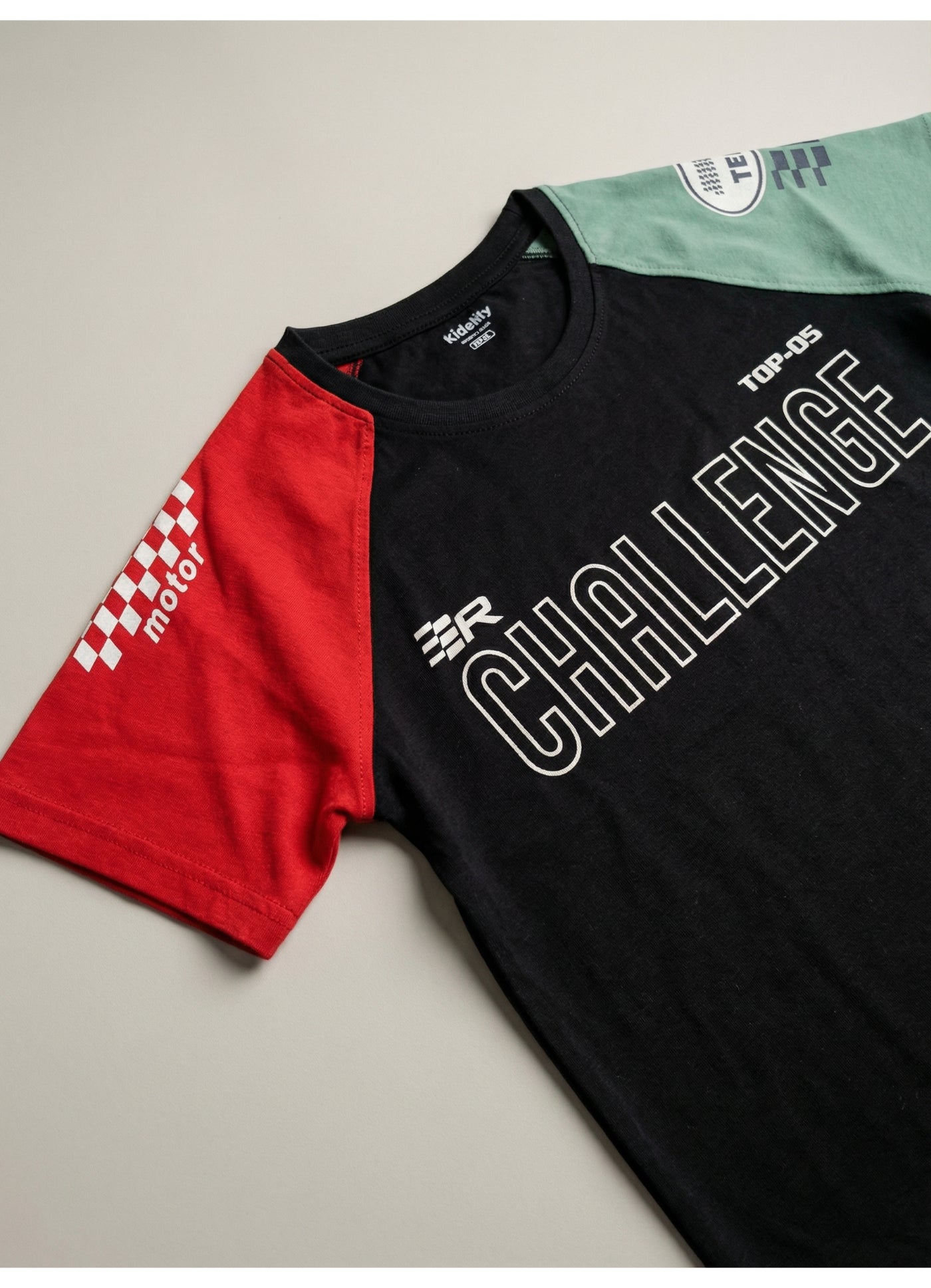 Color-Block "Challenge" Graphic T-Shirt.